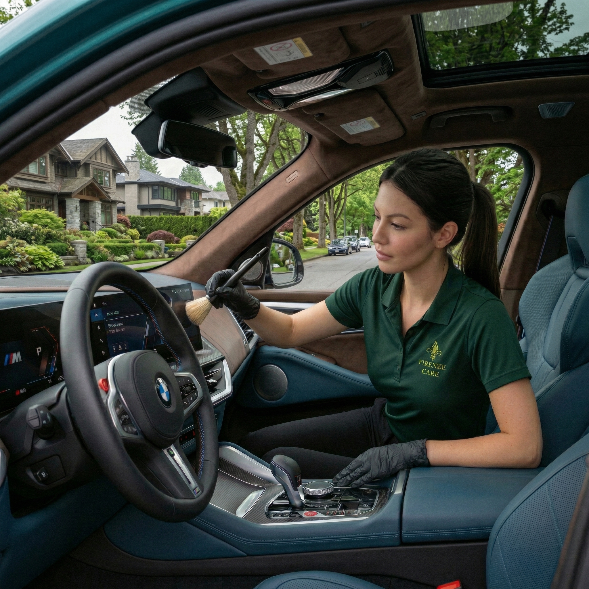Firenze Care technician performing car interior detailing Vancouver