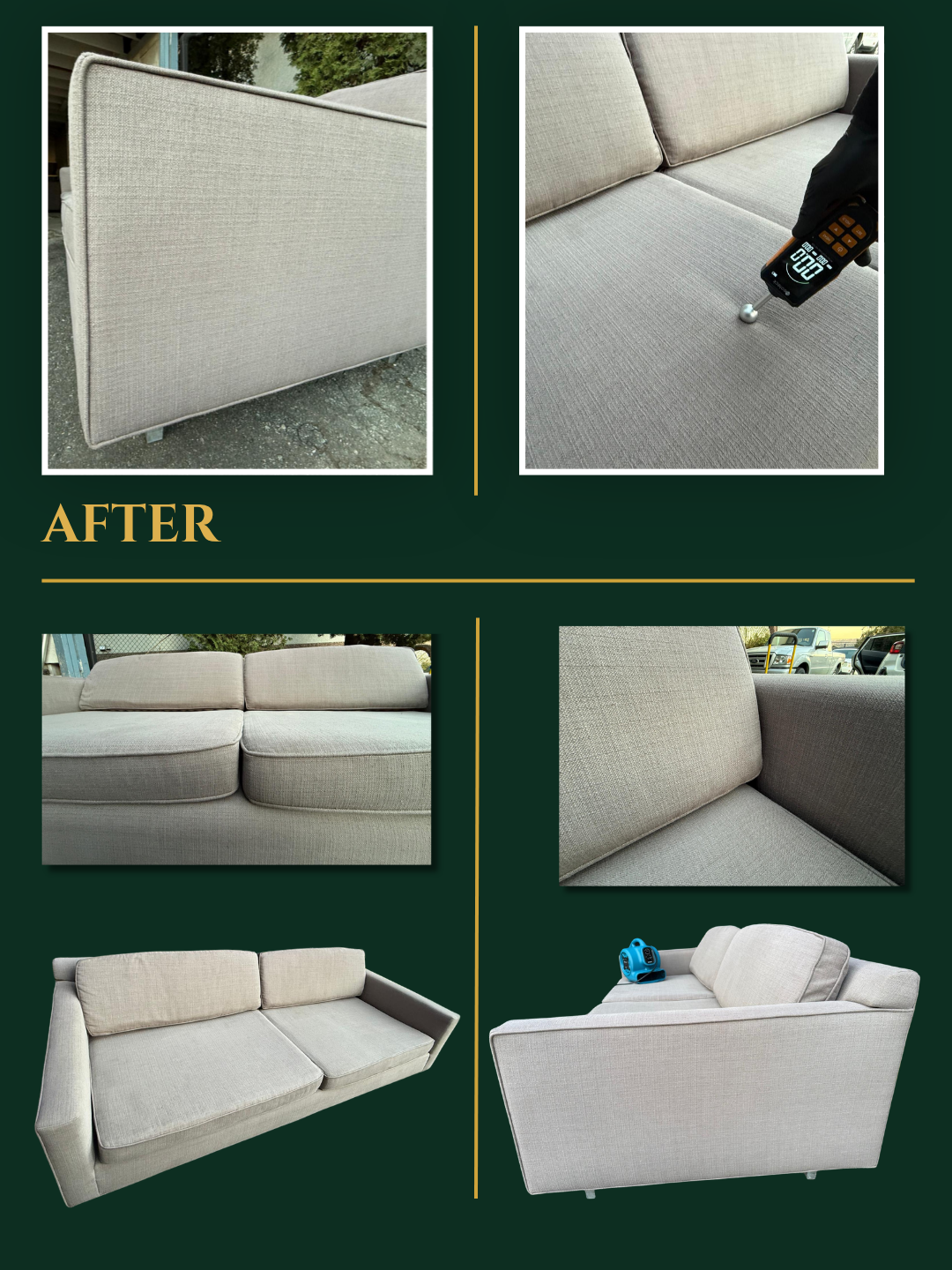 Fabric sofa — after professional upholstery cleaning and extraction